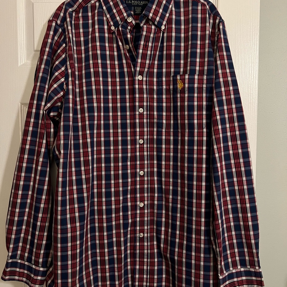 U.S. Polo Assn. Red and Blue Casual Button Down Shirt